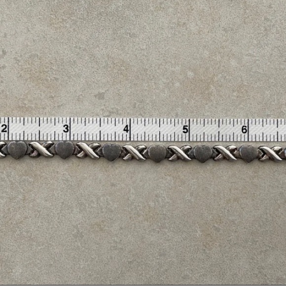 925 Silver Sterling Silver Bracelet 7-1.2" Heart X Pattern- Vintage -NWT - Picture 4 of 8